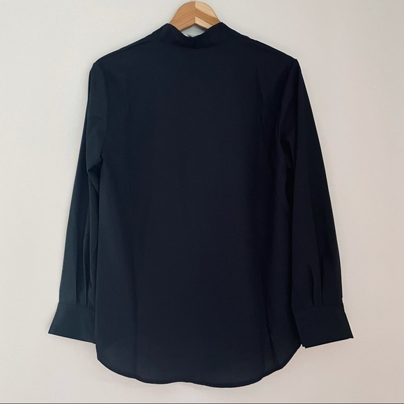 Eileen Fisher Black Split Neck Hidden Button Top Medium - Picture 5 of 6